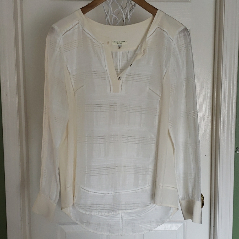 Rag & Bone Long Sleeve Blouse w/ Silk Inserts